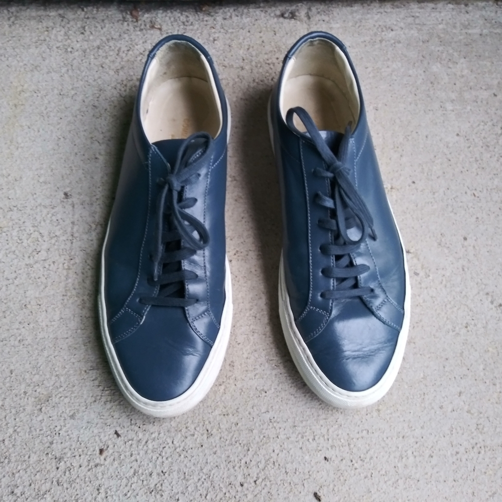 Womens Common Project Blue Leather Sneaker Shoes Size 41 - Picture 2 of 9